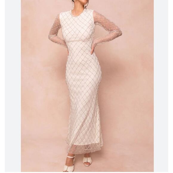 Ivy City Co Gatsby Dress In White Cream Size XL Retro Winter Wedding NWT Bride - Picture 1 of 15